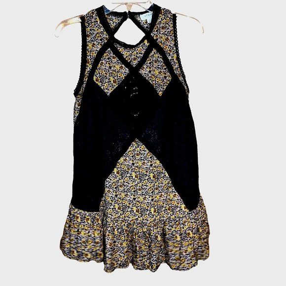 Umgee Boho Chic Lace Floral Sleeveless Dress Size S Keyhole Back Festival Ready - Picture 2 of 7